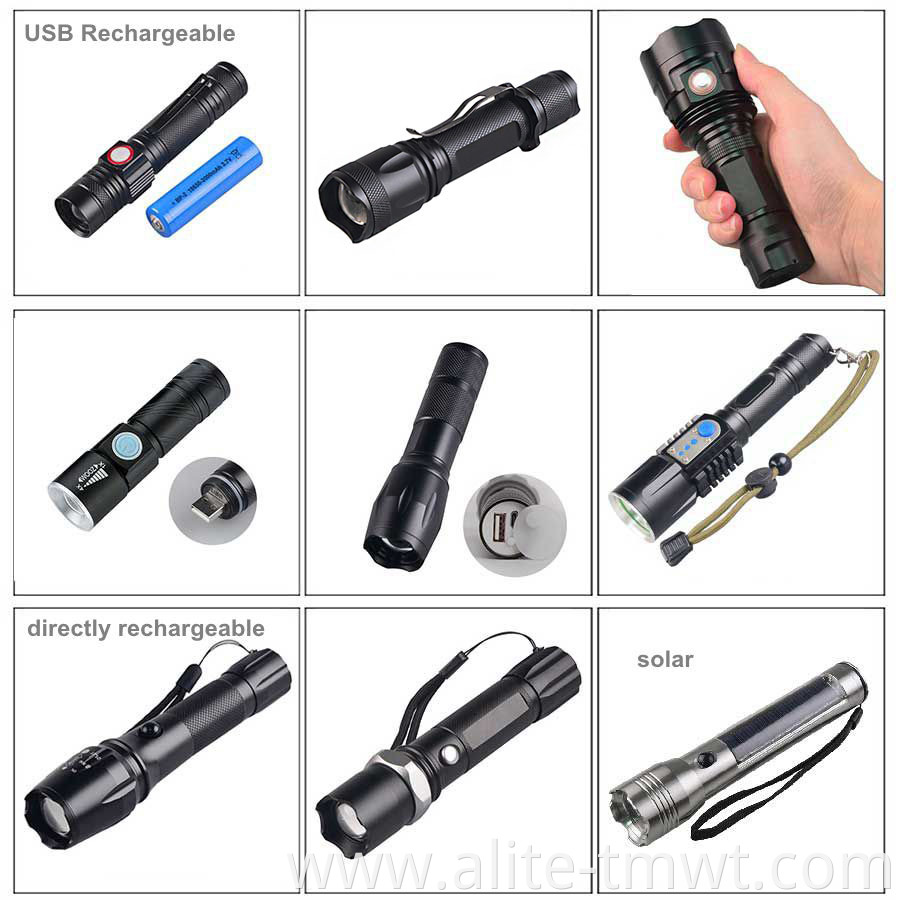 tactical lamp XML T6 led 2000lm usb rechargeable led flashlight with charger